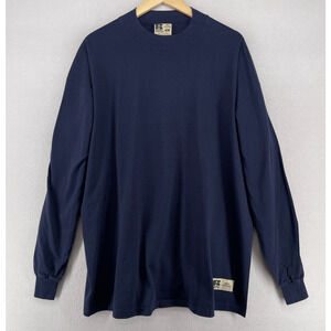 RUSSELL ATHLETIC Shirt Mens XL Pro Cotton Y2K Long Sleeve Tee Mock Neck Blue VTG